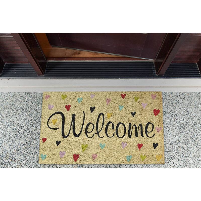 Little Hearts Welcome Rectangular Doormat - 18" x 30"
