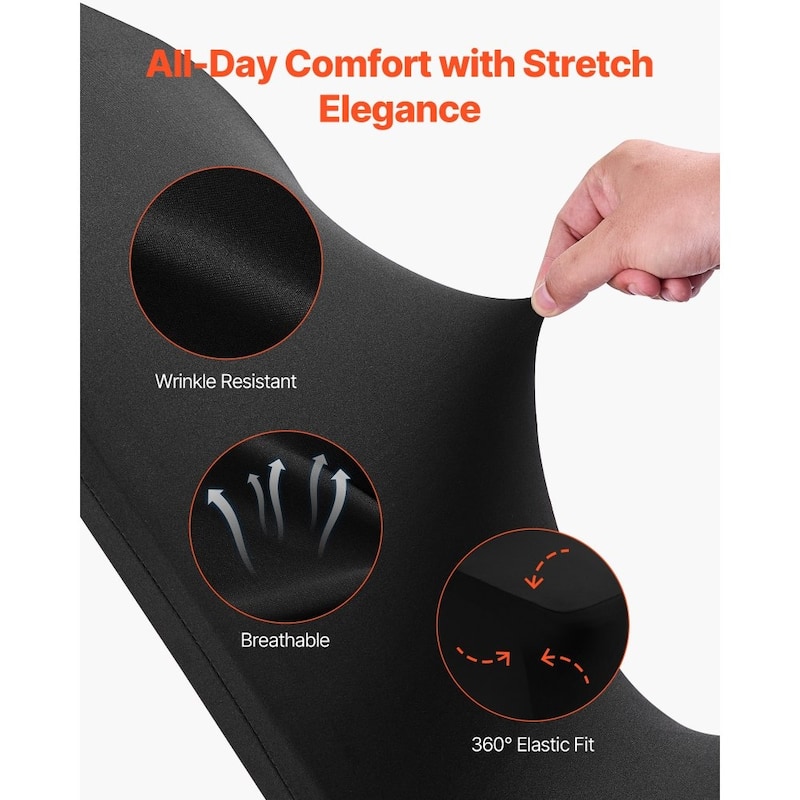 Black Stretch Chair Covers for Armless Chairs Polyester Spandex Elastic Slip On Wedding Party Banquet - 20.08 x 17.72 x 37.4 in