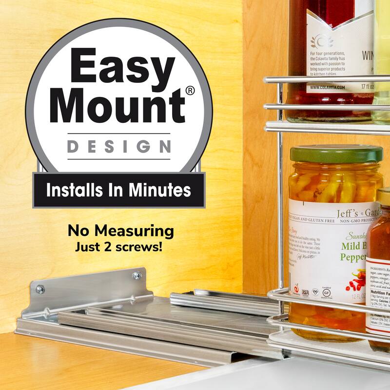 LYNK PROFESSIONAL® Pull Out Spice Rack Organizer for Cabinet - 10-1/4 inch Wide - Lifetime Limited Warranty - 2 Tier, Chrome