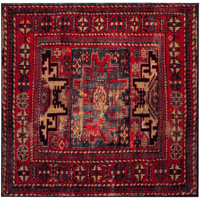 SAFAVIEH Vintage Hamadan Gody Oriental Distressed Rug - 10' x 10' Square - Red/Multi