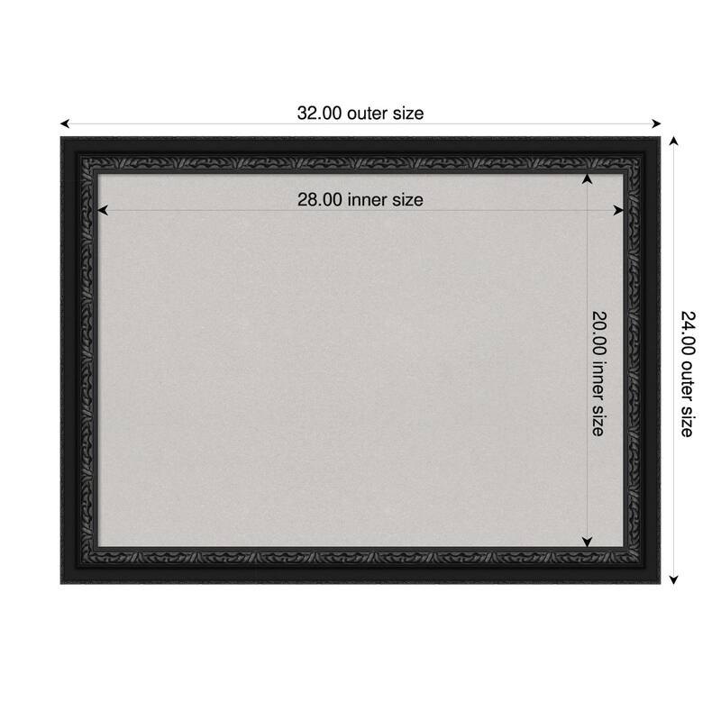 Downton Black Wood Framed Cork Board - Bulletin Board, Organization Board, Pin Board - Grey - 32 x 24 in