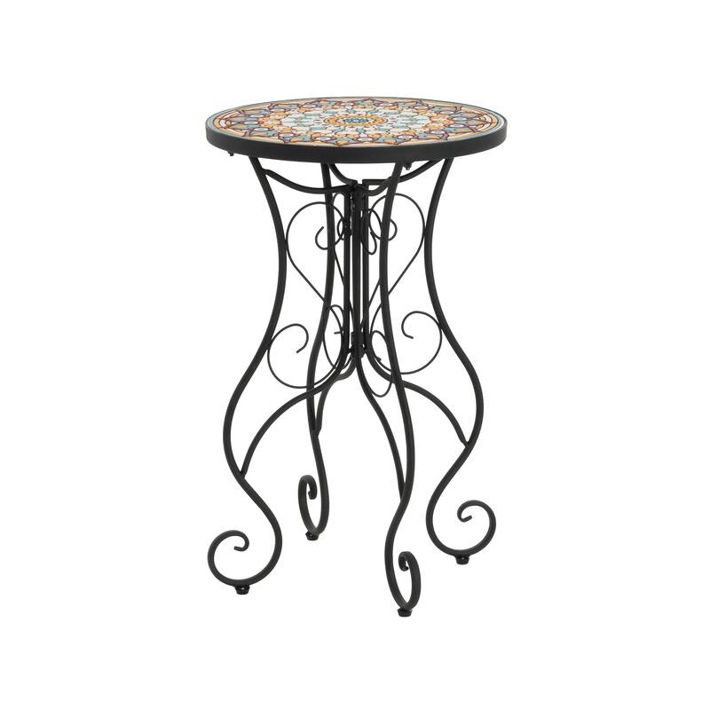 Christopher Knight Home - Camille Ceramic Tile and Iron Outdoor Side Table with French Country Charm