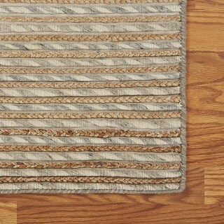 LR Home Topanga Striped Wool and Jute Indoor Area Rug (8'x10') - 8' x 10' 