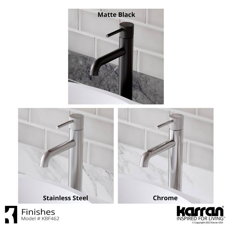 Karran Tryst KBF462 Single-Handle Single Hole Vessel Bathroom Faucet with Matching Pop-up Drain
