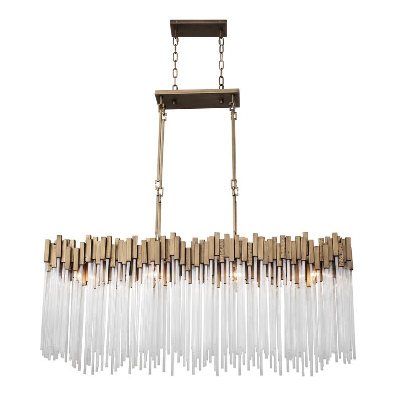 Varaluz Matrix Linear Pendant - 13"D x 48.25"W x 31.5"H - Havana Gold