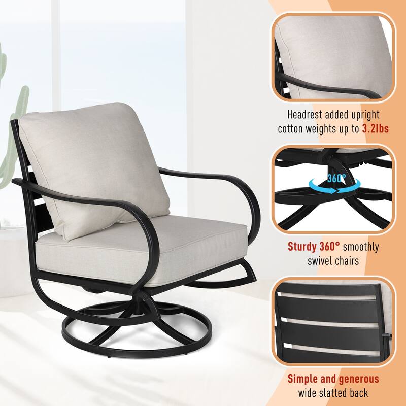 MAISON ARTS Patio Conversation Set 5 Pieces with 28'' Gas Fire Pit Table