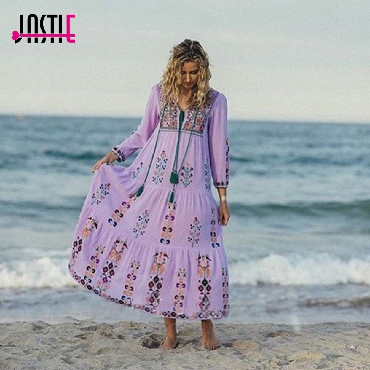 vintage boho maxi dress long sleeve