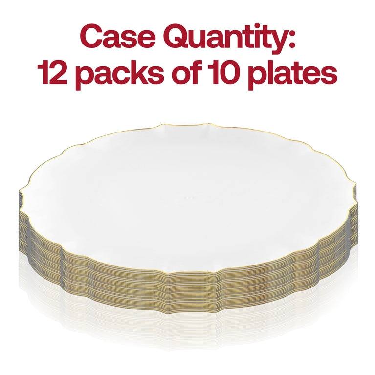 Elegant Pearl Round Lotus Disposable Plastic Plates - Party Supplies