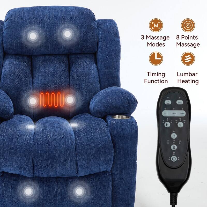 Power Lift Recliner Chair, 350 LBS Capacity, 8-Point Massage & Heat, USB Ports