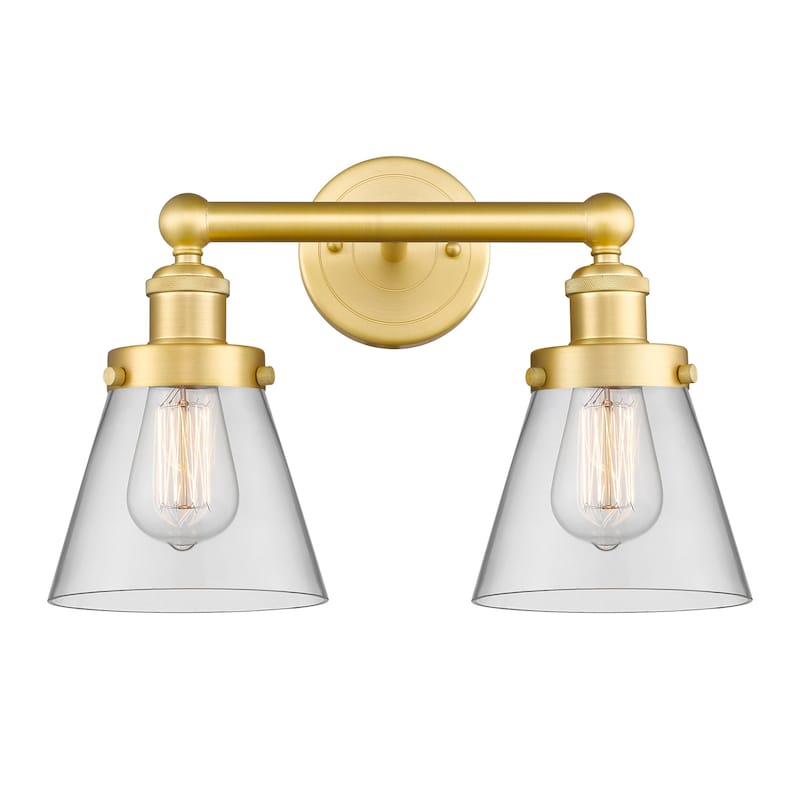 Innovations Lighting 616-2W-10-16 Cone Vanity Cone 2 Light 16" Wide - Satin Gold / Clear