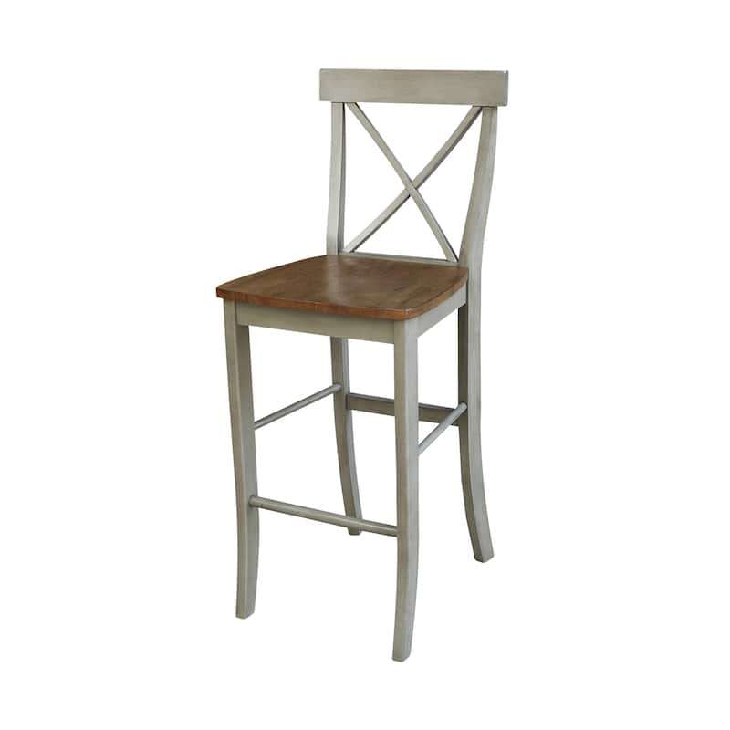 36" Round Pedestal Bar Height Table With 2 X-Back Bar Height Stools - Set of 3 Pieces