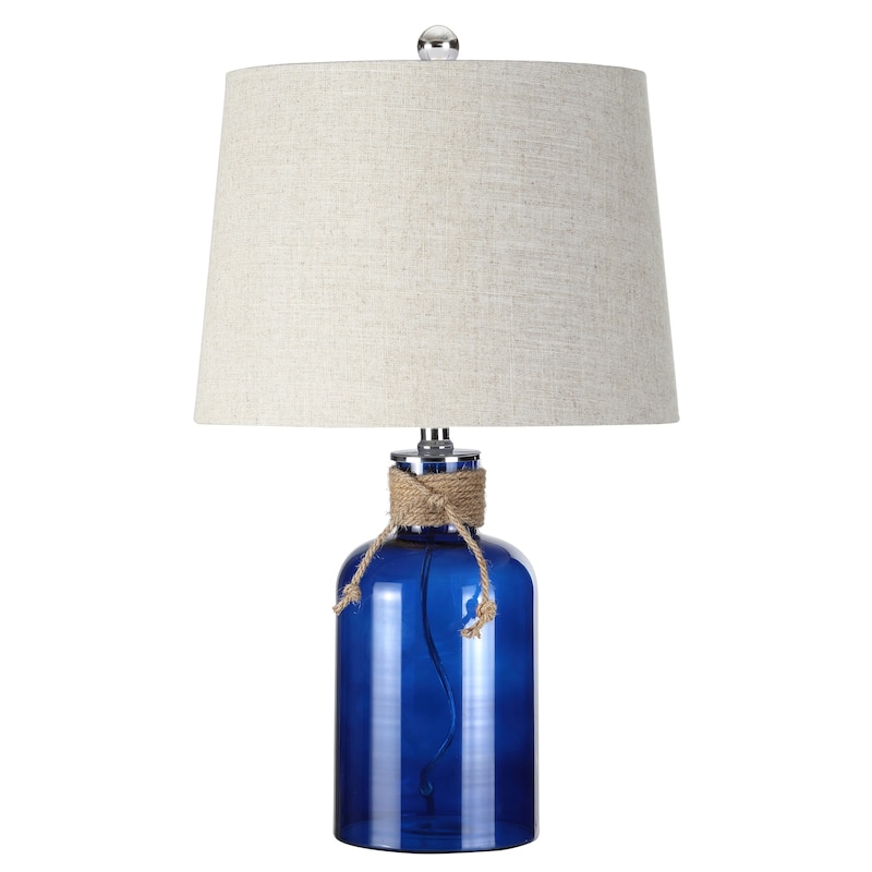 Monkey's 23.5" Glass Bottle LED Table Lamp, Cobalt/Natural by JONATHAN Y