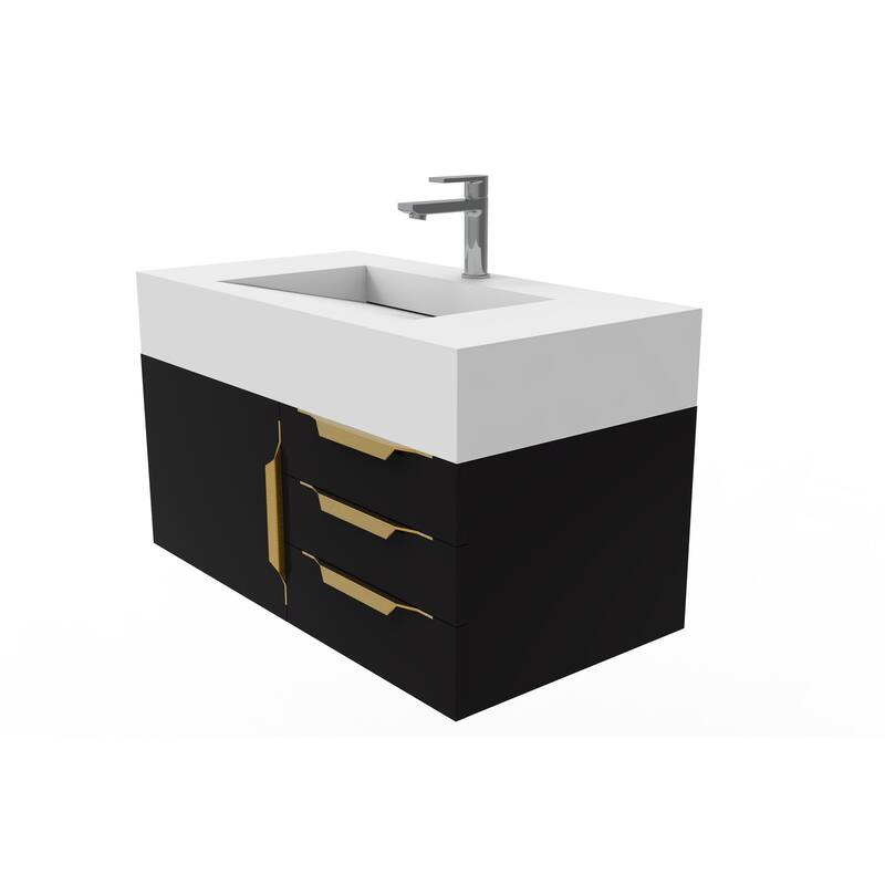 Nile 36-Inch Wall Mounted Bathroom Vanity Set w/ White Top