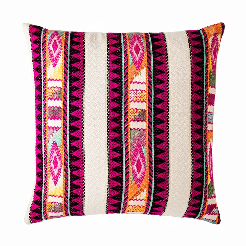 Mayra Striped Multicolor/ Ivory Throw Pillow - 22"X22" Cover Only - Multicolor/Ivory