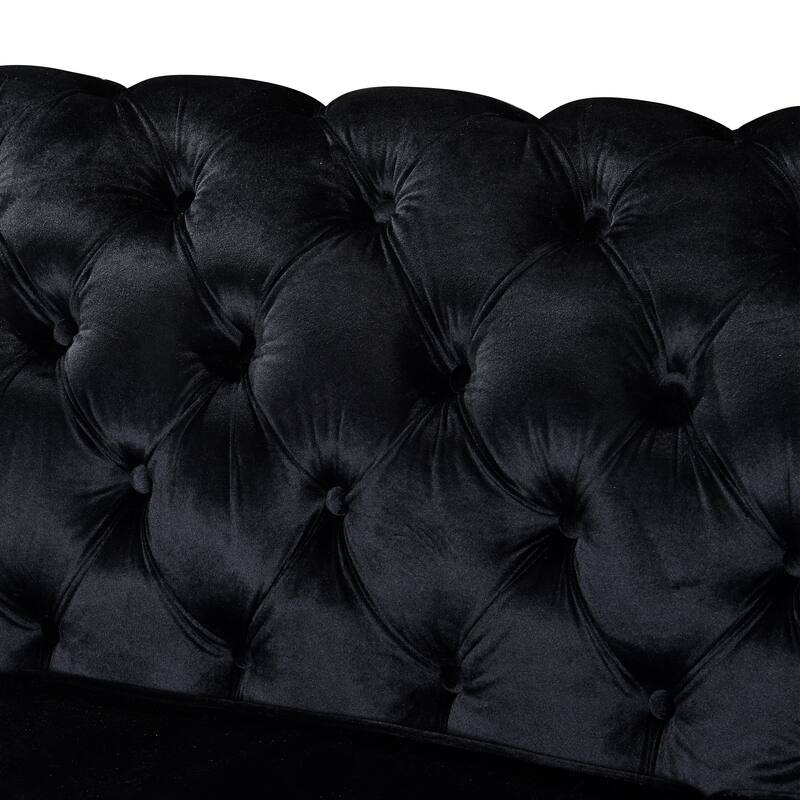 Velvet Luxury Chesterfield Sofa Set, 84 Inches Tufted 3 Seat Couch with Gold Stainless for Living Room