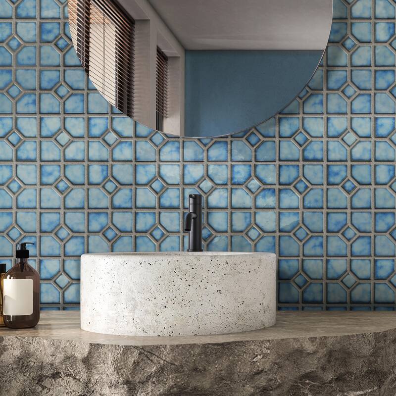 Merola Tile Hudson Oxford Marine 11-3/8" x 11-3/8" Porcelain Mosaic Floor and Wall Tile
