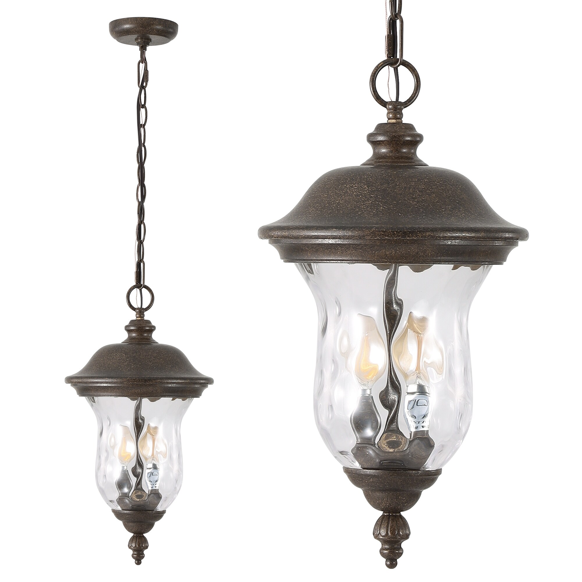 Hanging Lantern Weatherproof Vintage Pendant Light wClear Glass Shade Waterproof Lighting One piece No Bulb Brown Bronze Brown Bronze