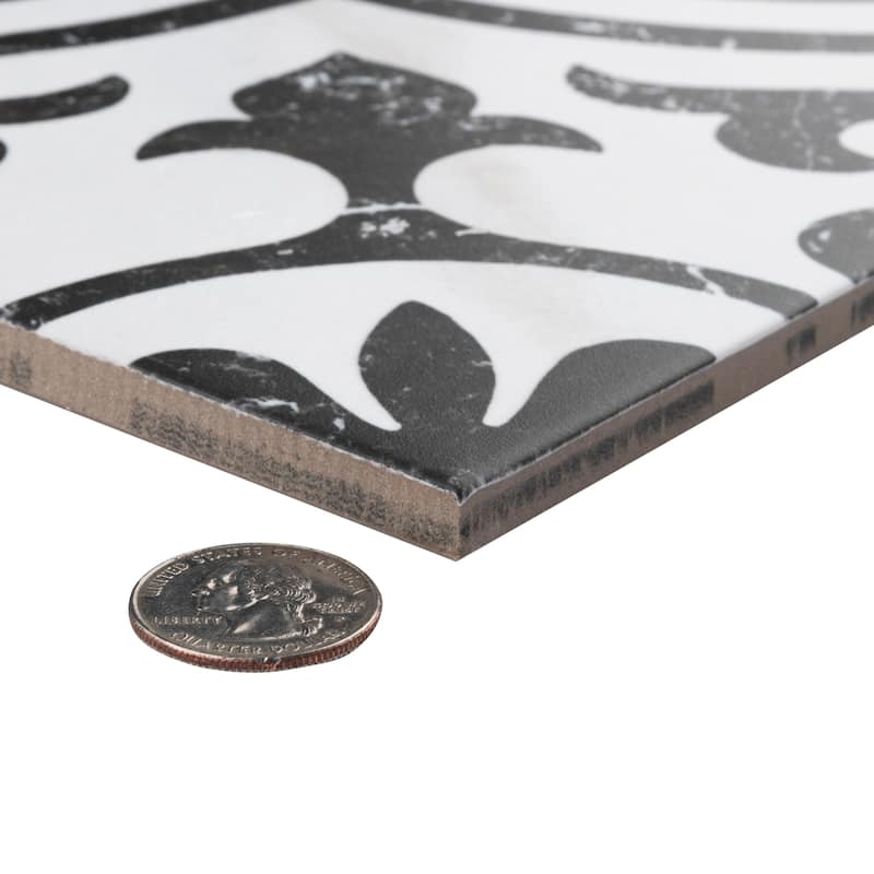 Merola Tile Merzoni Ornate Marquina 17-7/8" x 17-7/8" Porcelain Floor and Wall Tile