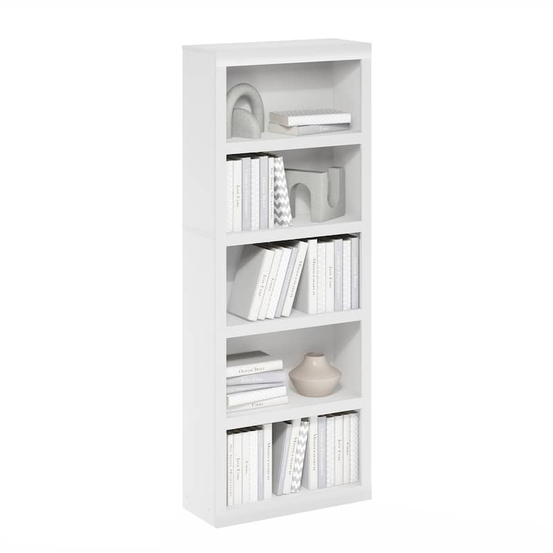 63.54 in. Tall White Wood 5-Shelf Bookcase
