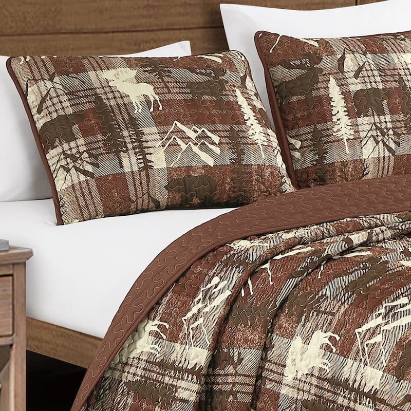 3 Pcs Rustic Polyester Quilt Bedspread Set