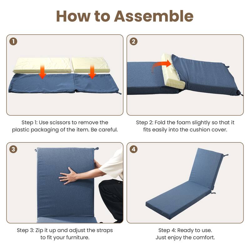 22.4 in W x 71.9 in L x 3.5 in Thickness Outdoor Chaise Lounge Replacement Cushion