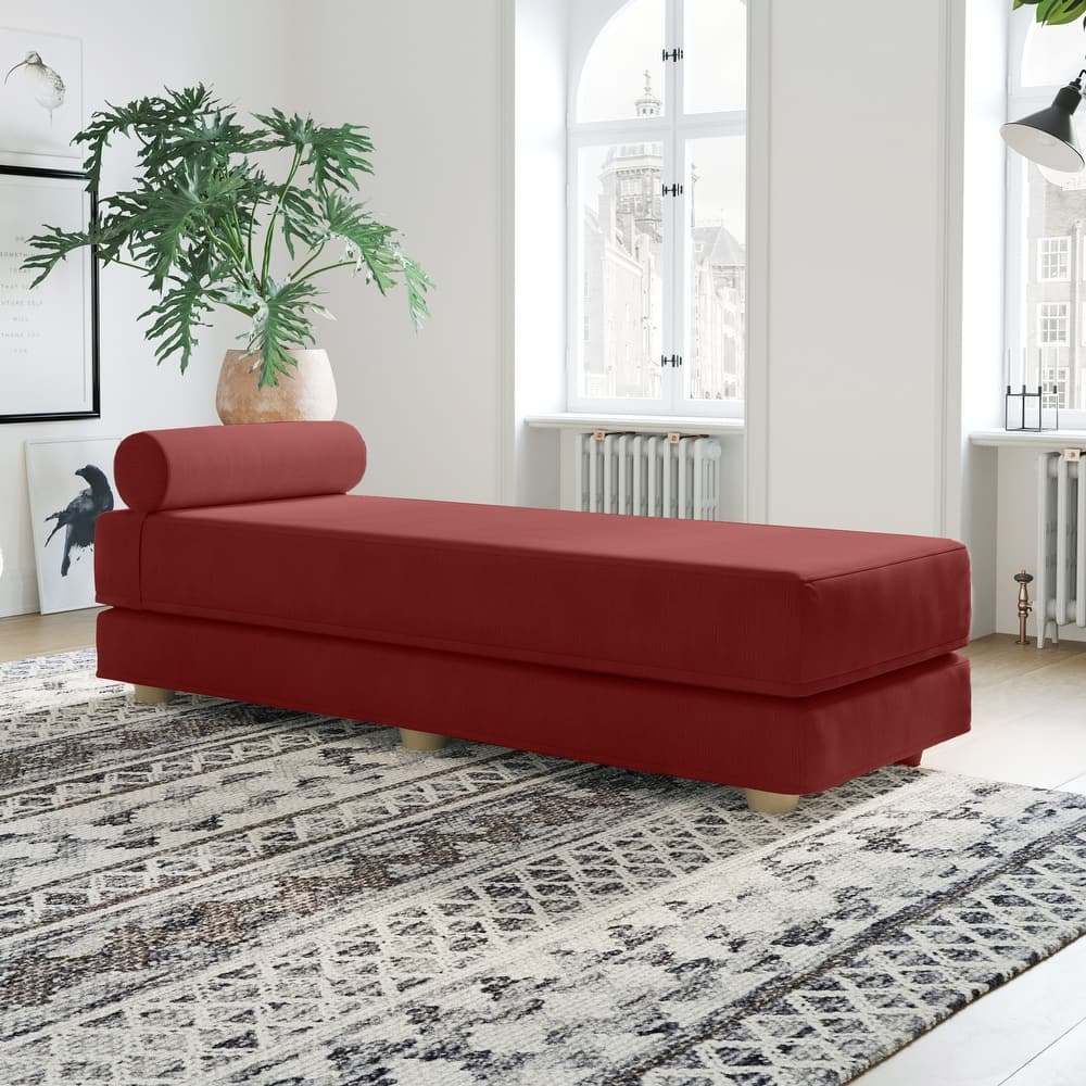 Jaxx Alon Daybed - Fold-Out Sleeper Chaise with Premium Memory Foam Queen-Size Mattress - Made in the USA