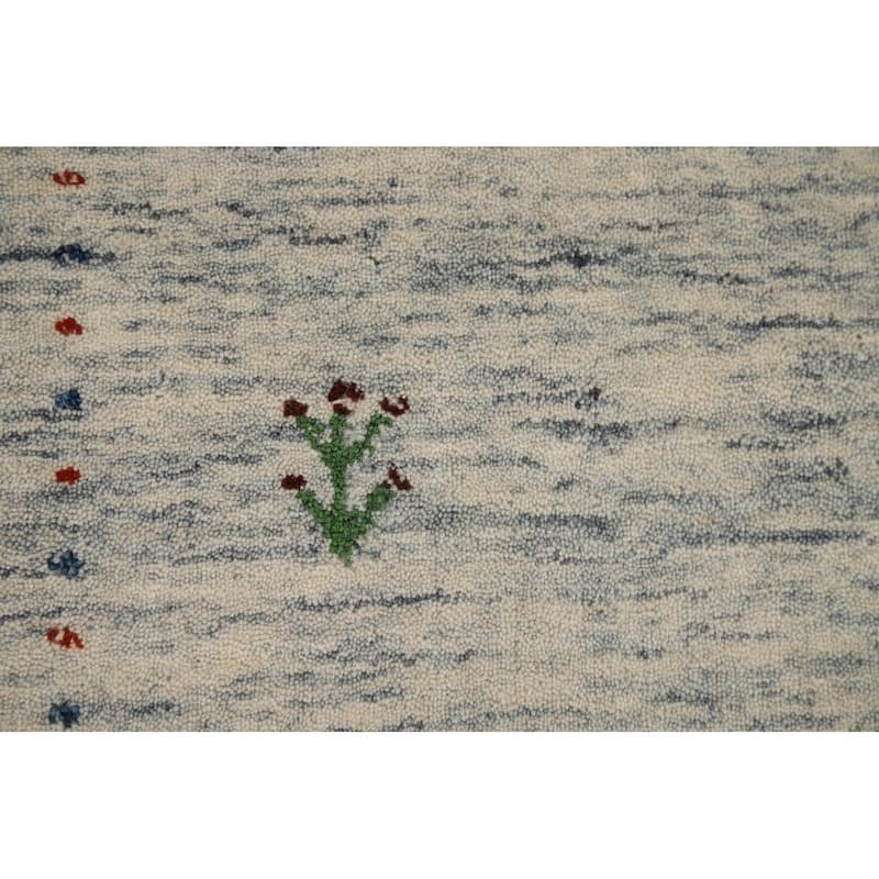Tribal Gabbeh Oriental Area Rug Handmade Beige Modern Wool Carpet - 4'0" x 5'10"