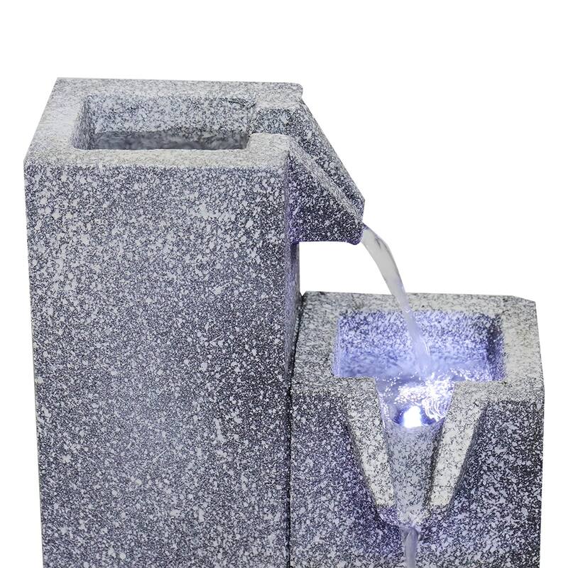 15.7in H Tabletop Water Fountain w/LED Light for Home and Office Decor