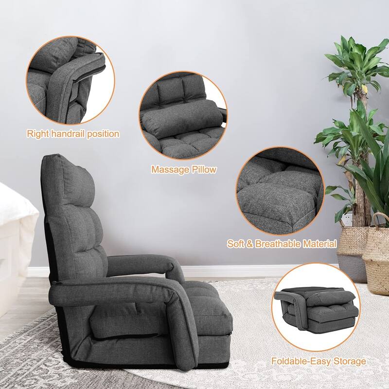 Adjustable 6-Position Floor Chair Folding Lazy Gaming Sofa,Indoor Chaise Lounge Sofa