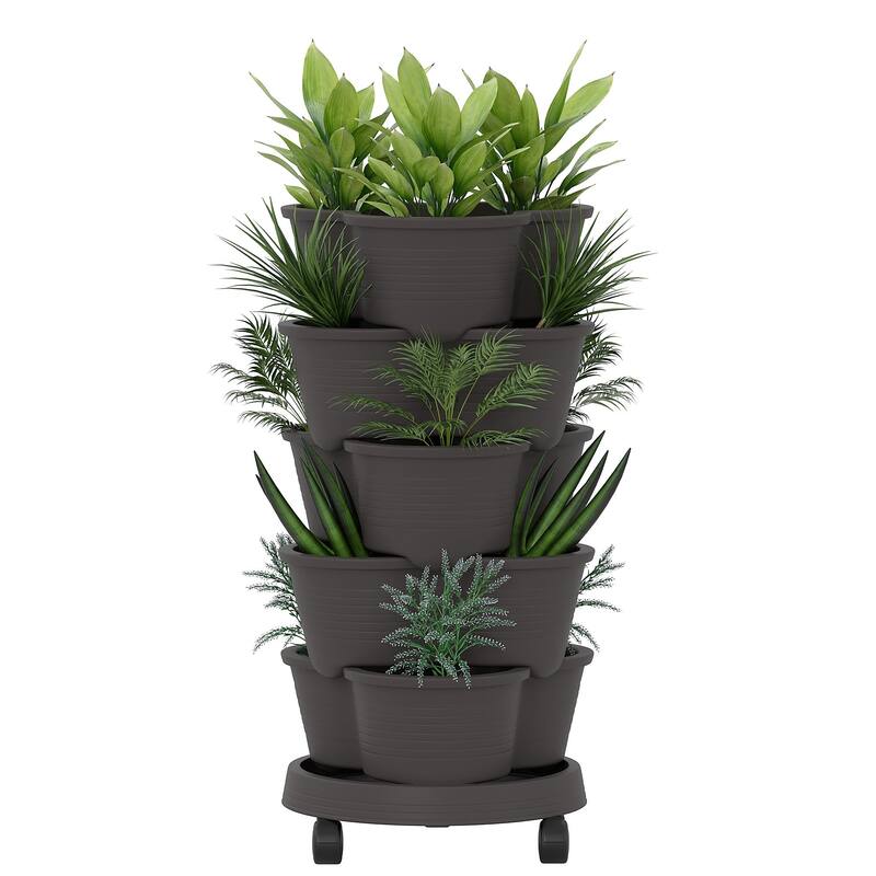 Vertical Strawberry Planter 5 Tier Hanging Vertical Gardening Planter Stackable Garden Tower Pot for Strawberries Flowers