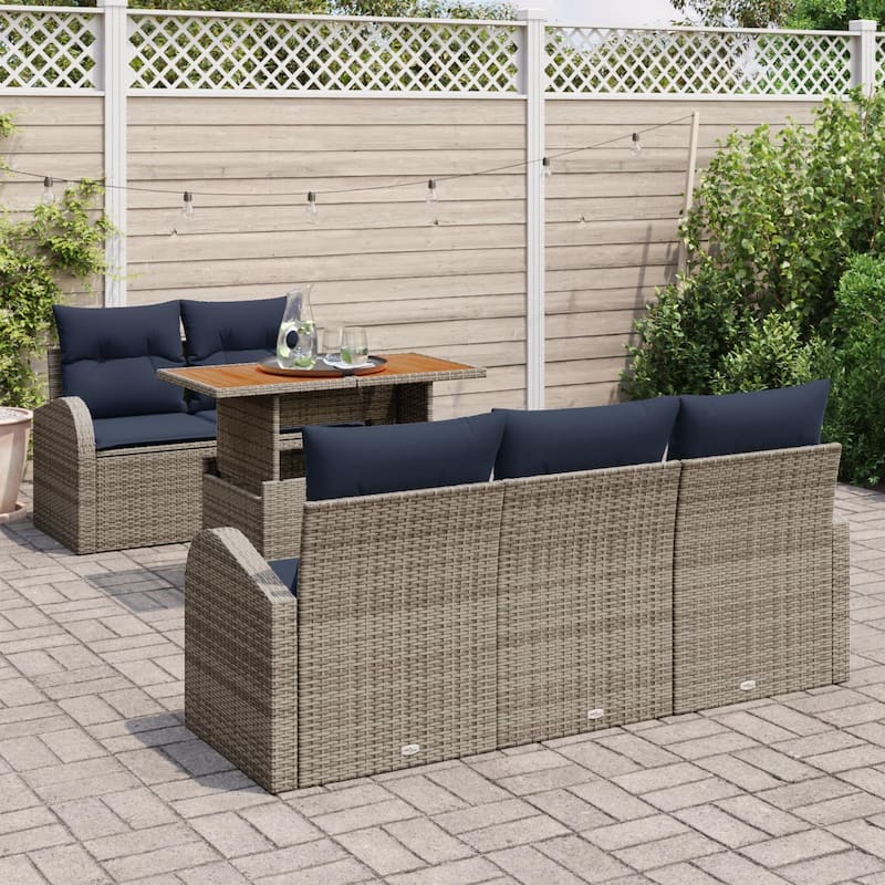 vidaXL 6 Piece Garden Sofa Set with Cushions - 70.5×24.4×27.2