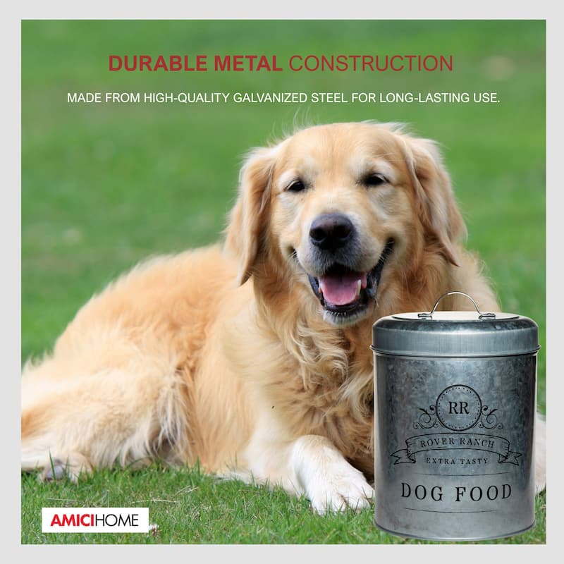 Amici Pet Rover Ranch Metal Pet Food Canister - 140 oz