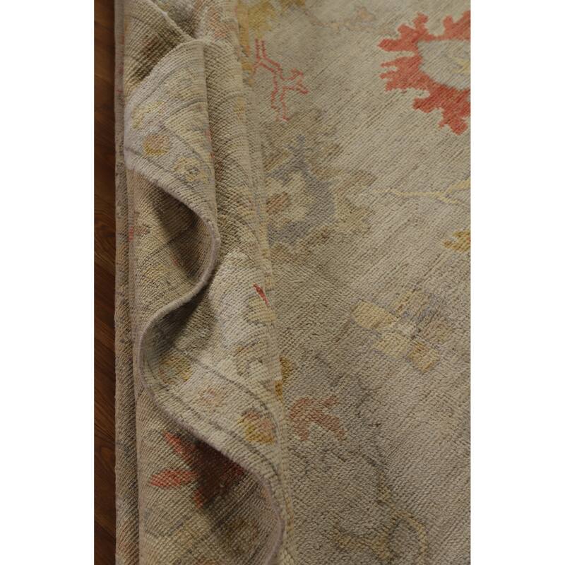 Hand Knotted Oriental 100% Wool Carpet Transitional All-Over Beige & Ivories Oushak Area Rug - 8' 10'' X 5' 10''