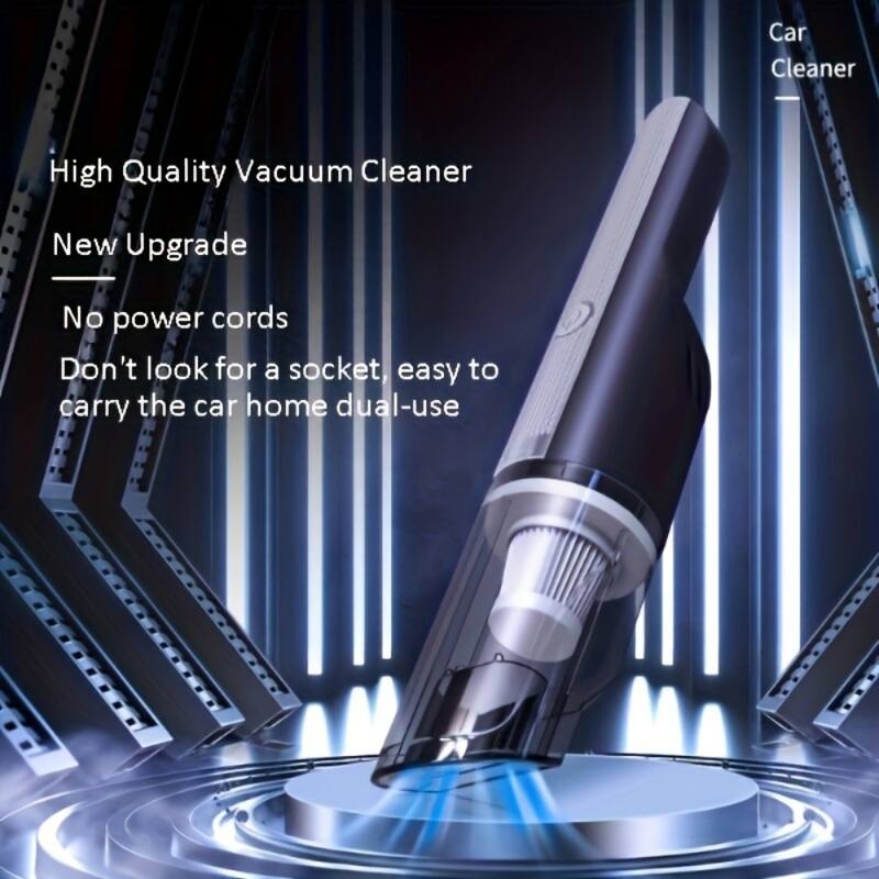 Black-Silver Cordless Mini Vacuum Cleaner with Powerful Suction and Rechargeable Battery - 11.81 x 1.18 in