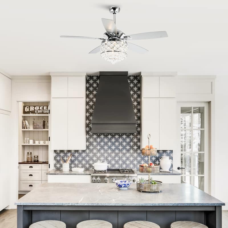 52" Indoor Crystal Chandelier Ceiling Fan with Light and Remote Control - 52 in