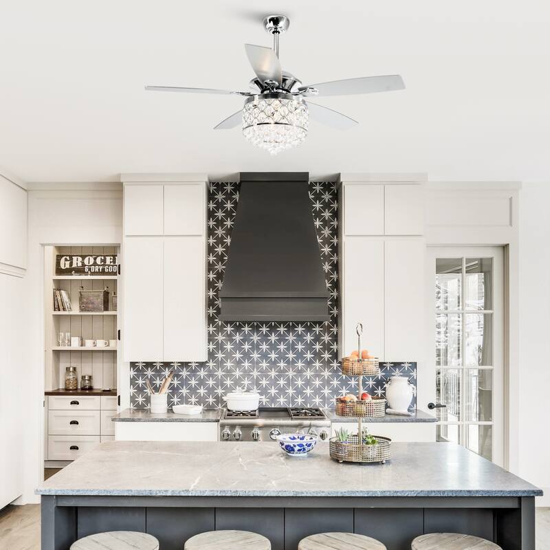 52 in Indoor Crystal Chandelier Ceiling Fan with Light and Remote Control - 52 in