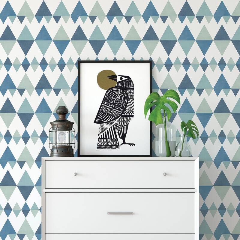 A-Street Prints Trilogy Blue Geometric Wallpaper