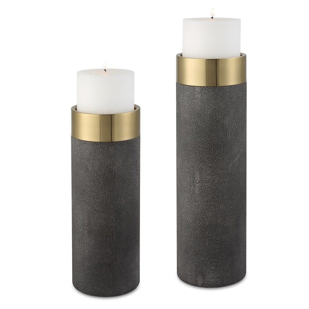 Uttermost 18061 Wessex Metal Table Pillar Candle Holder - Set of 2