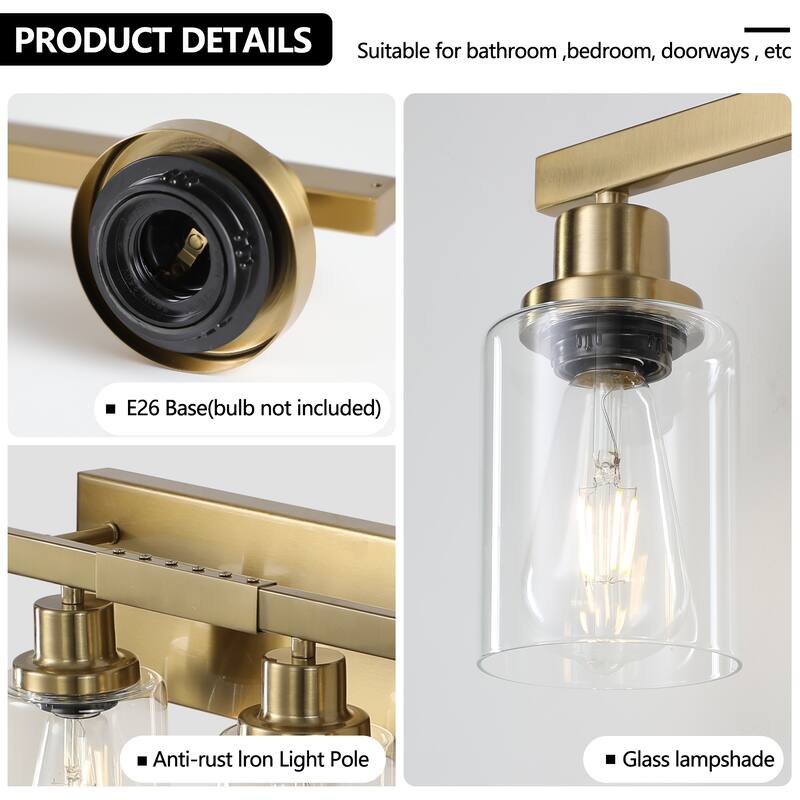 51" 8-Light Vanity Light with Clear Glass Shades, Modern Iron Metal Bathroom Wall Fixture for Mirror(No Bulbs) - Coppery