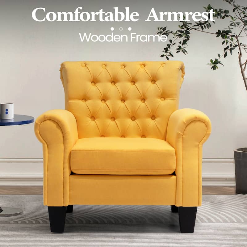 Accent Club Chair Comfortable Single Sofa Chair Indoor Seating with Arms & Padded Seat