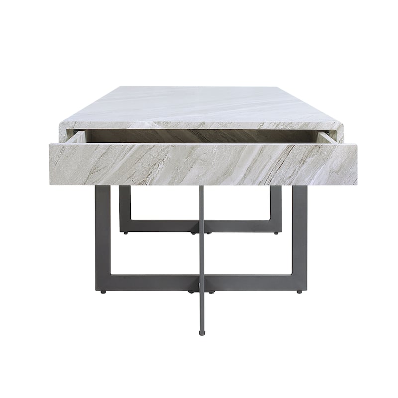 Granala Contemporary Grey 47-inch Faux Marble Coffee Table with Drawers by Furniture of America