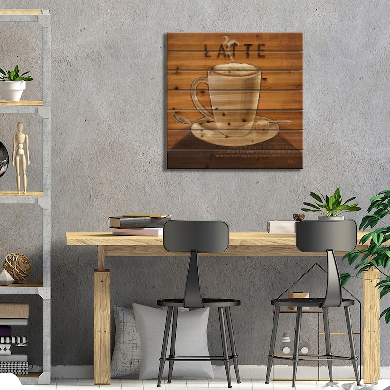 Coffee And Co. IV Print On Wood by Janelle Penner - Multi-Color