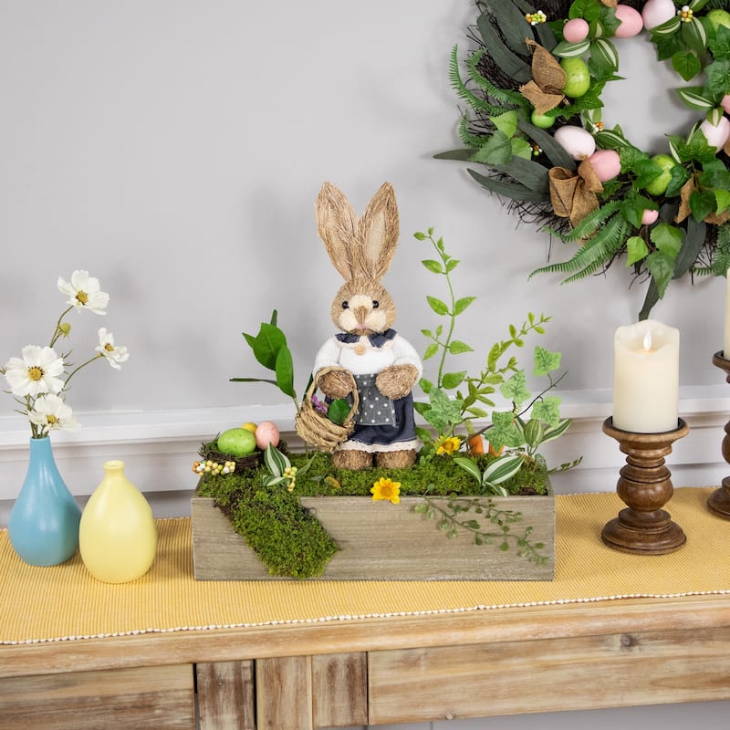 Boxed Garden Arrangement with Bunny Tabletop Easter Decoration - 17.25"