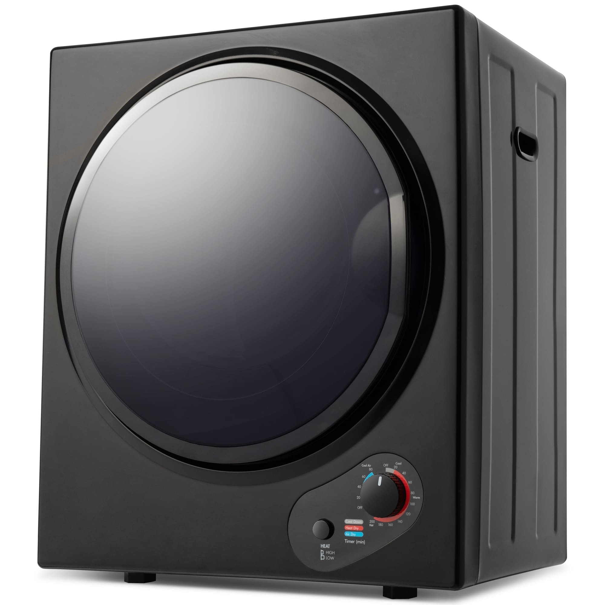 Black Electric Front Load Laundry Dryer with Easy Knob Control and