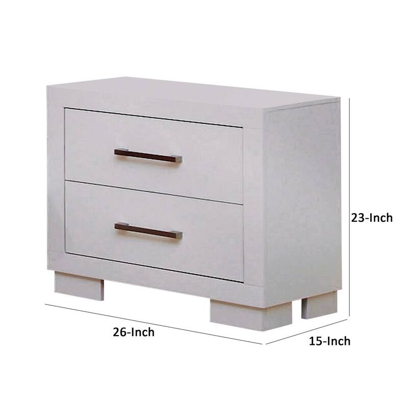 Crisp White 2 Drawer 26 in. W Nightstand with Sturdy Hardware and Ample Storage