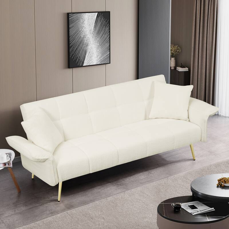 Teddy Velvet Convertible Sofa Bed, Adjustable Arms and Backrest, Ideal for Living Room, Bedroom Comfort