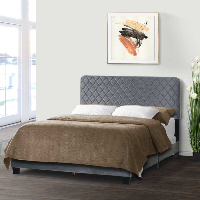 Aurum Fabric Queen Bed with Decorative Stitching