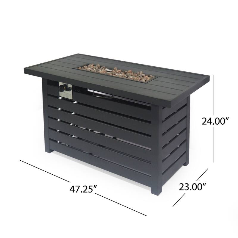 Rectangular Iron Fire Pit with 30,000 BTU Output