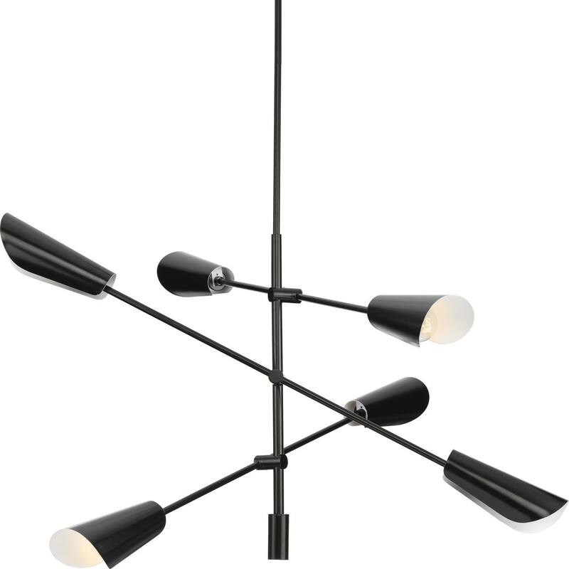Cornett Collection Six-Light Matte Black Contemporary Chandelier - 44.12 in x 44.12 in x 23 in - 44.12 in x 44.12 in x 23 in