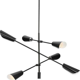 Cornett Collection Six-Light Matte Black Contemporary Chandelier - 44.12 in x 44.12 in x 23 in